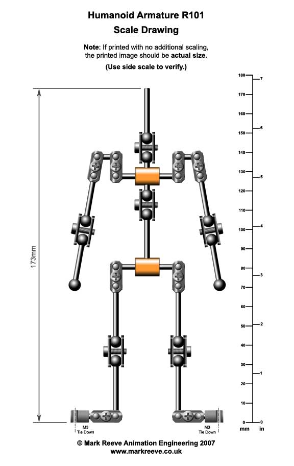 Standard Humanoid Armature R101 Scale Drawing